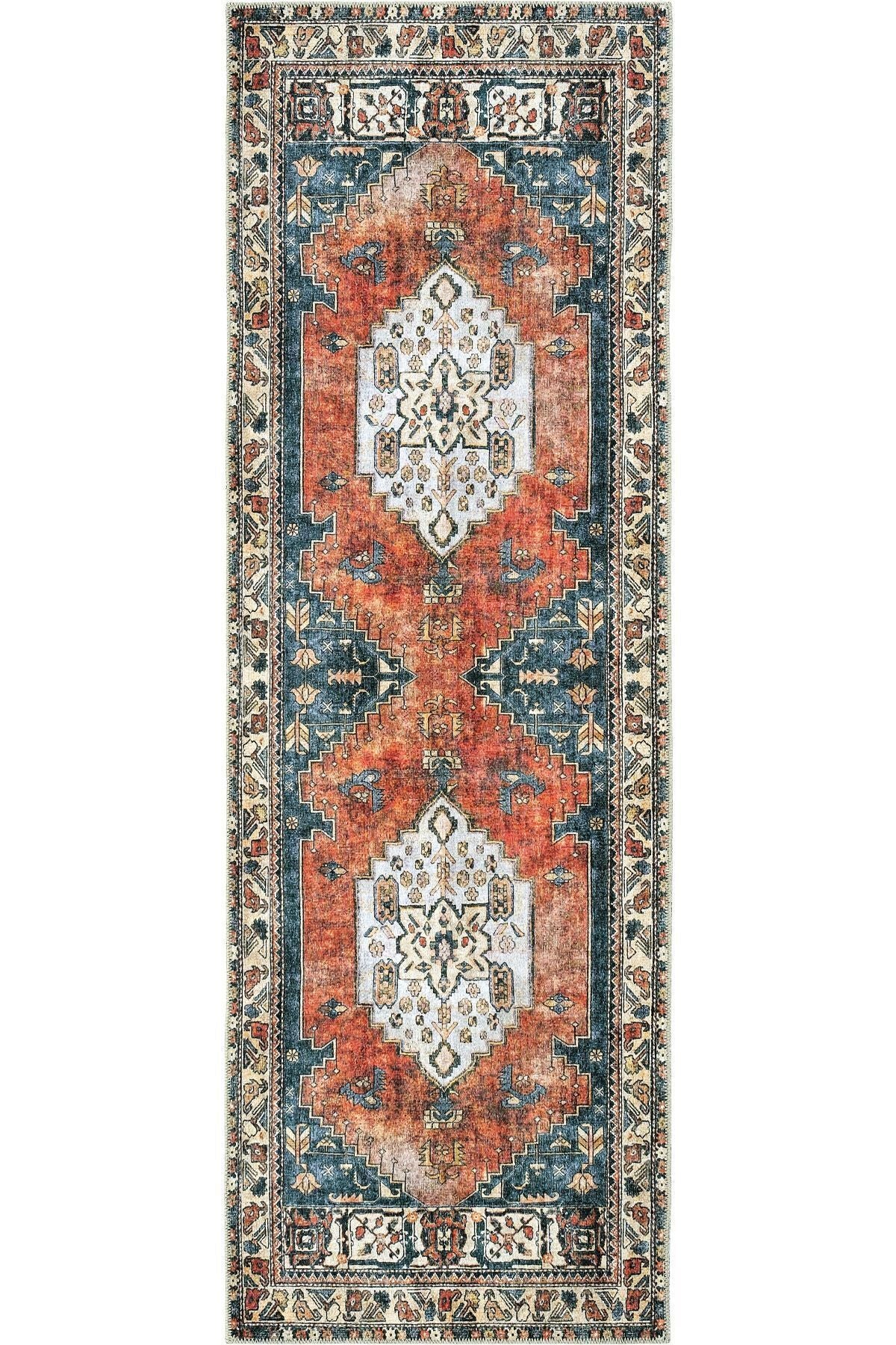 Multi Colored Red Antique Vintage Carpet Floor Mat Digital Printing Carpet Machine Washable Living Room Rug