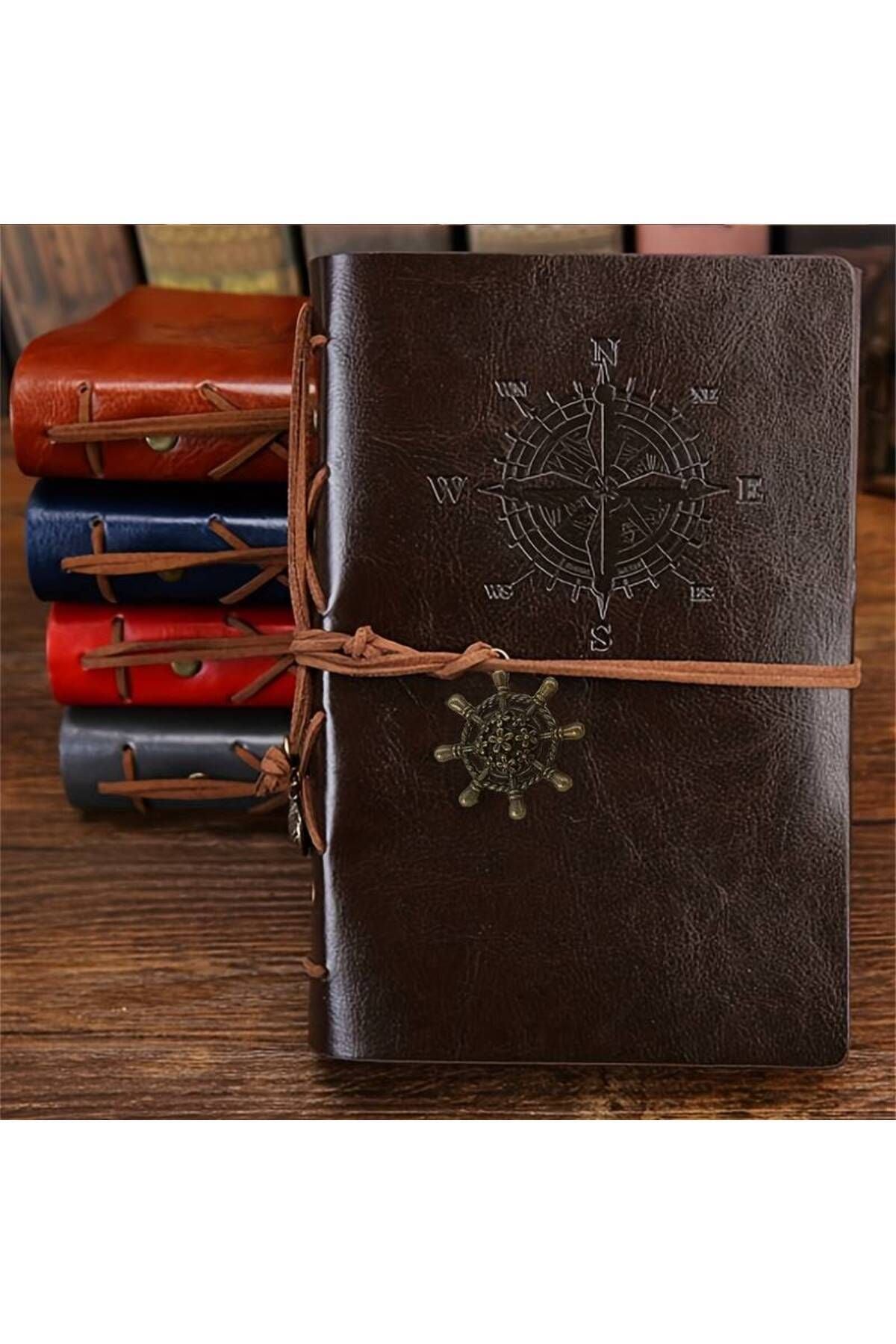 Brown Vintage Sailor Themed Daily Memory Souvenir Travel Agenda Notebook with Leather Cover Antique Retro Gift