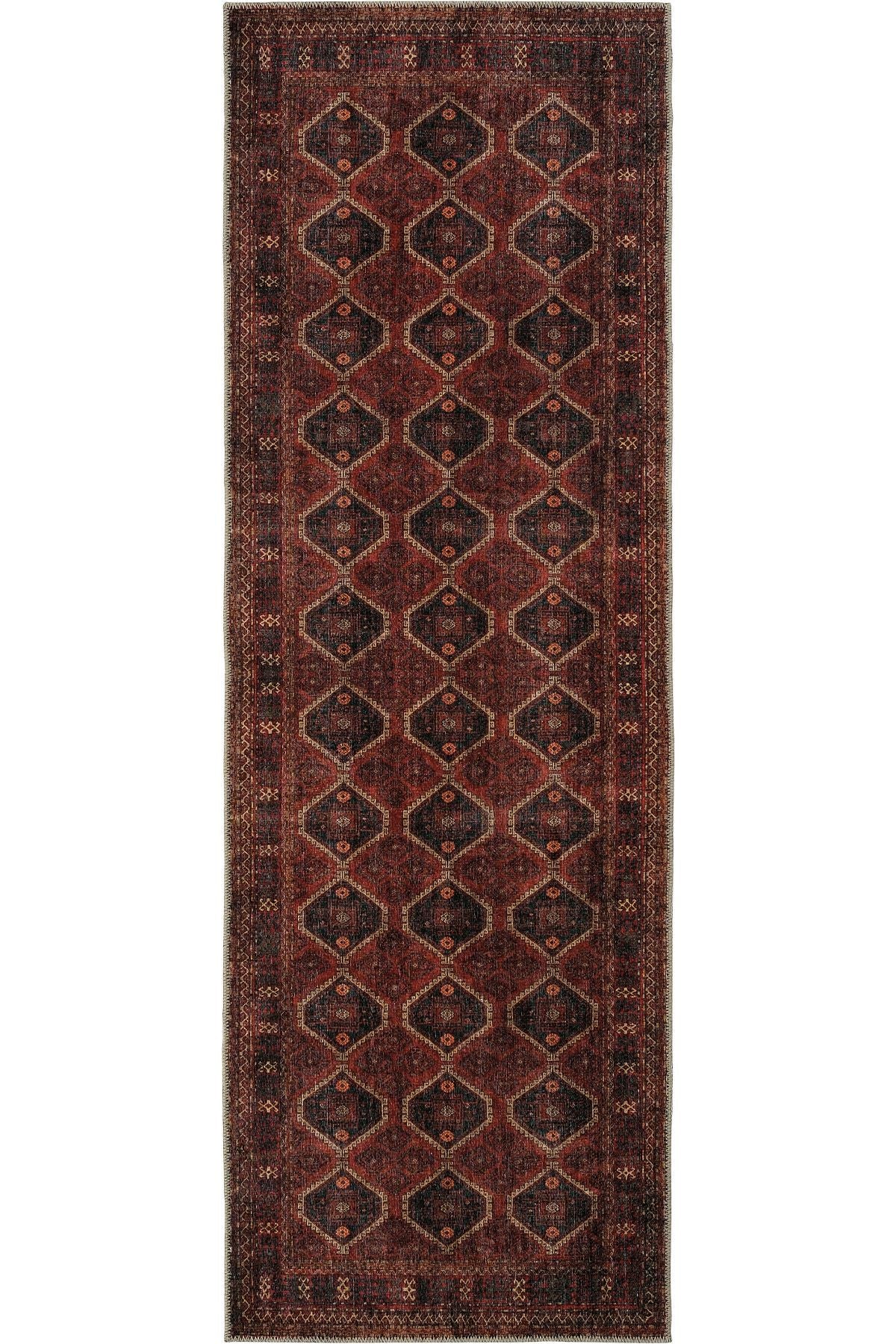 Burgundy Antique Vintage Carpet Ethnic Patterned Authentic Woven Chenille Carpet Washable Living Room Carpet