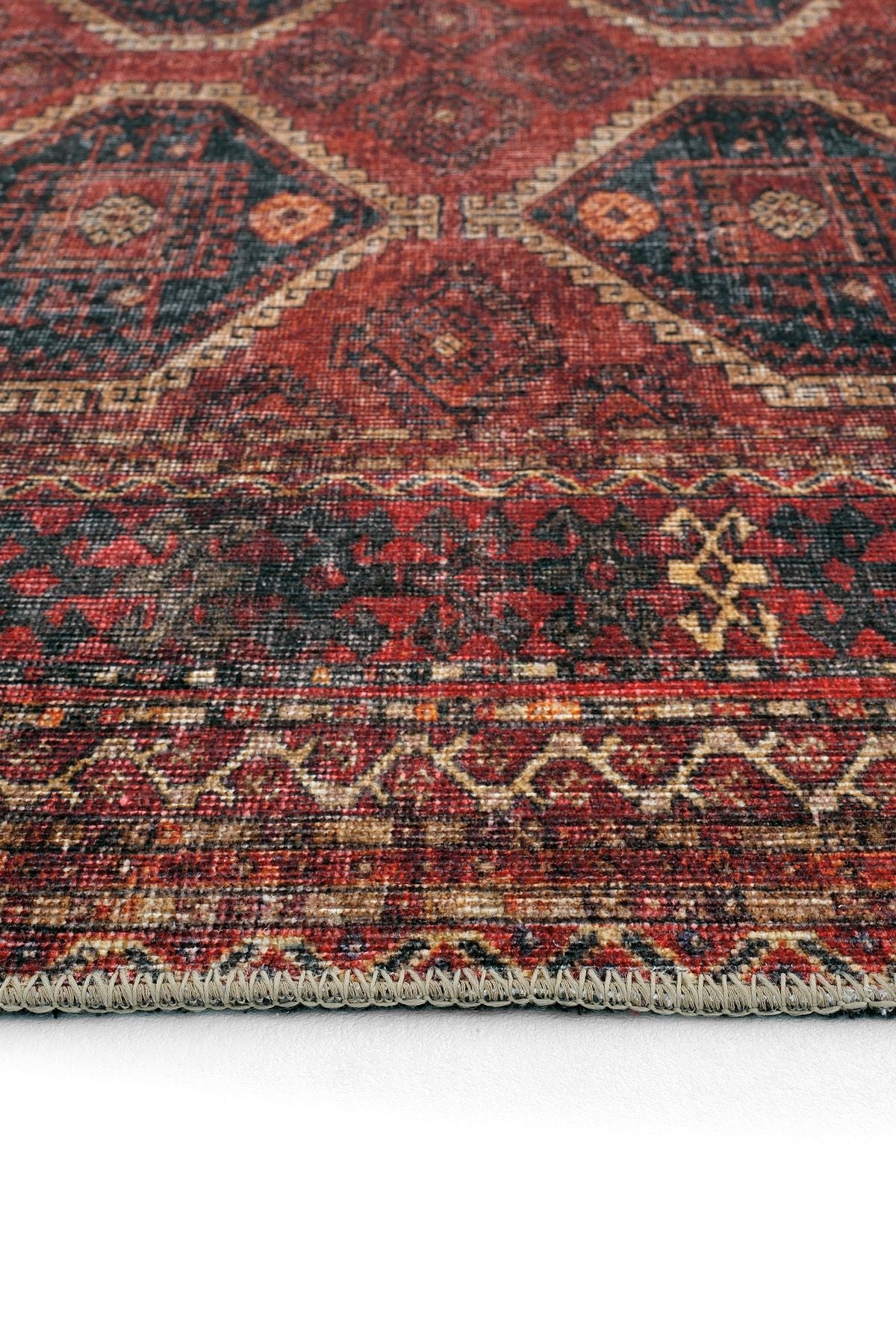 Burgundy Antique Vintage Carpet Ethnic Patterned Authentic Woven Chenille Carpet Washable Living Room Carpet