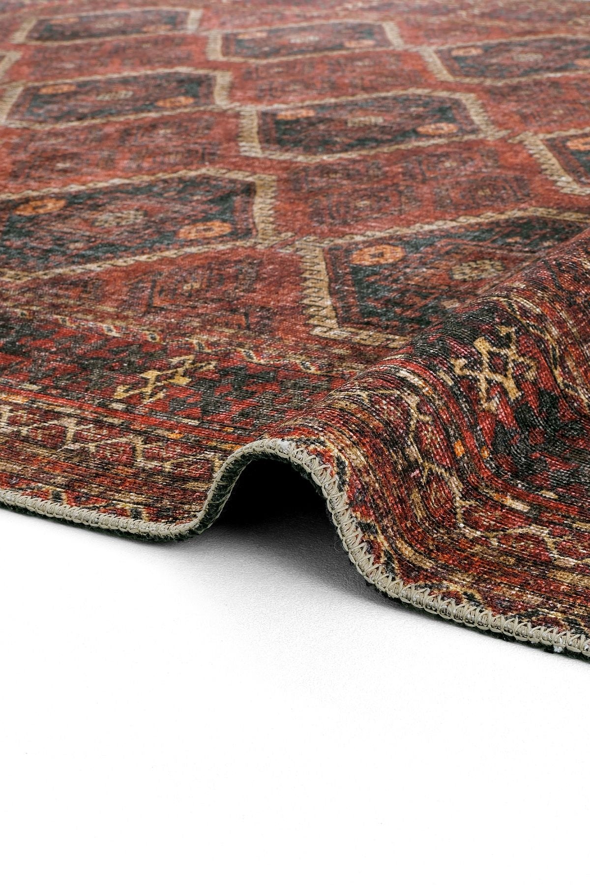 Burgundy Antique Vintage Carpet Ethnic Patterned Authentic Woven Chenille Carpet Washable Living Room Carpet