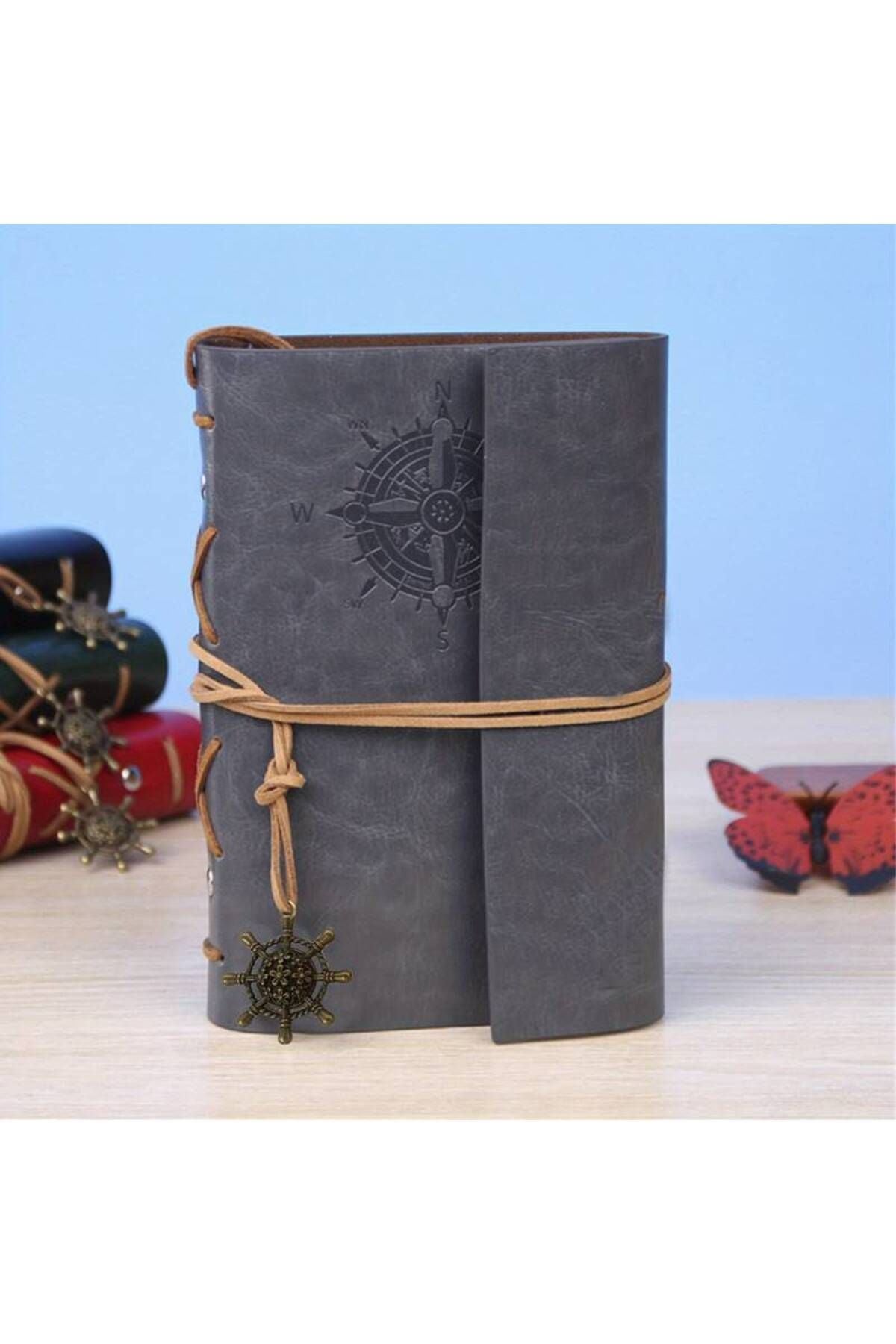 Grey Vintage Sailor Themed Daily Memory Souvenir Travel Agenda Notebook with Leather Cover Antique Retro Gift