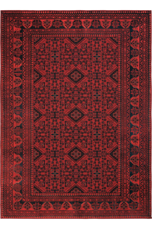 Red Carpet Floor Woven Chenille Carpet Afghan Ethnic Patterned Washable Authentic Living Room Carpet