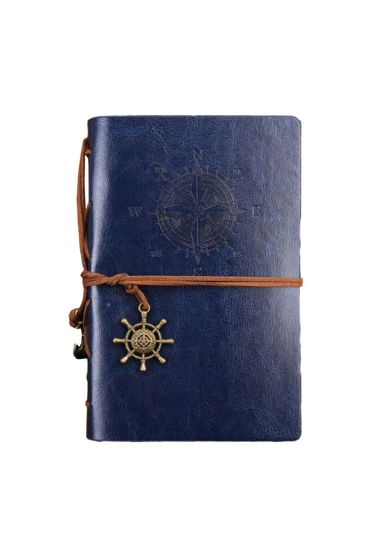 Blue Leather Cover Vintage Sailor Themed Diary Keepsake Travel Journal Antique Retro Gift