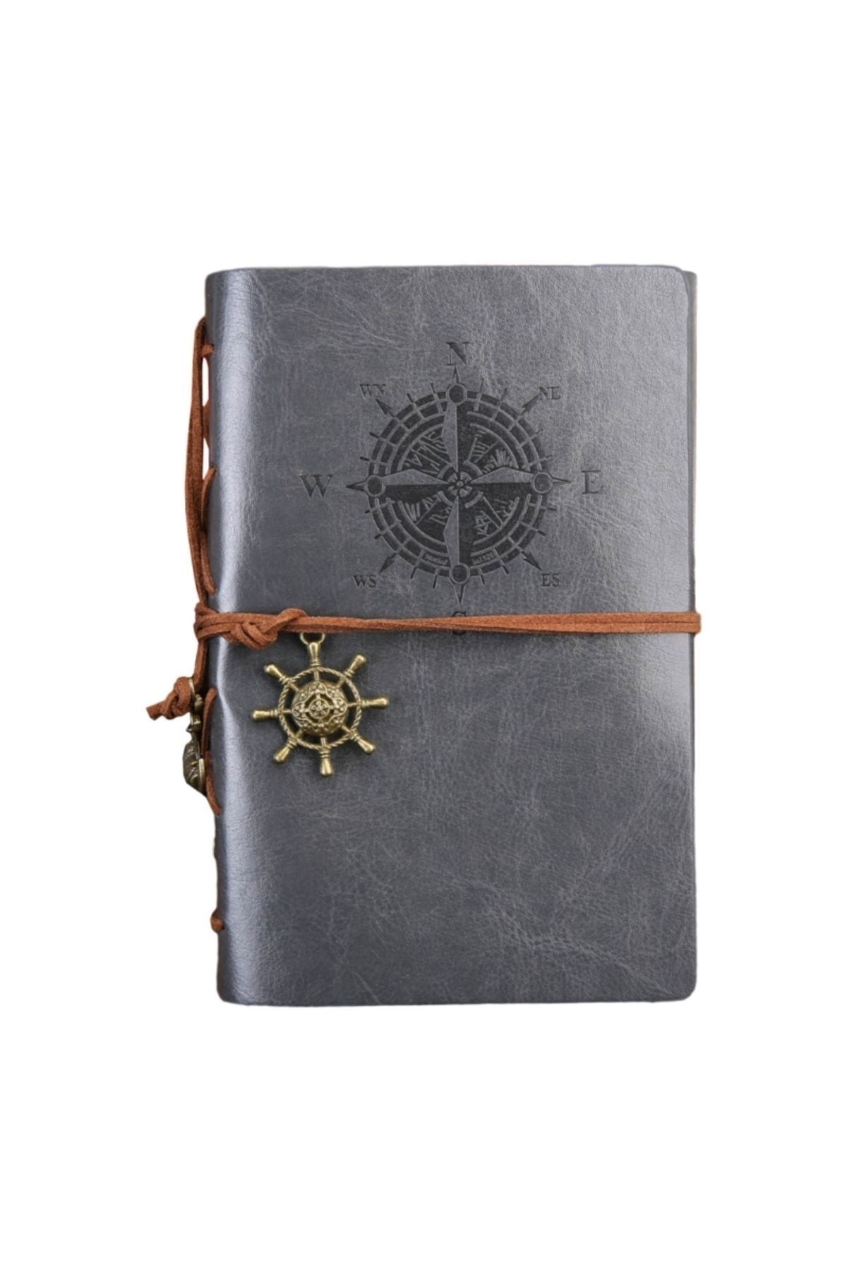 Grey Vintage Sailor Themed Daily Memory Souvenir Travel Agenda Notebook with Leather Cover Antique Retro Gift