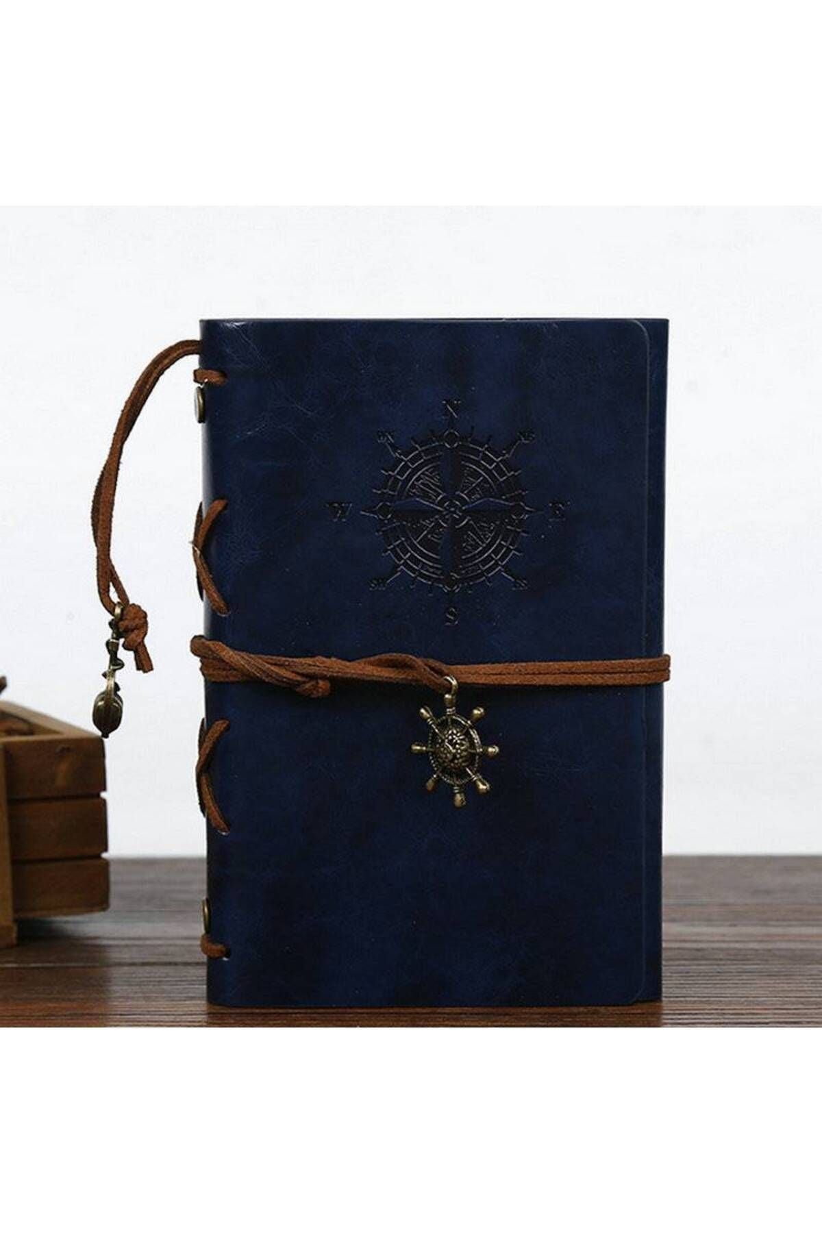 Blue Leather Cover Vintage Sailor Themed Diary Keepsake Travel Journal Antique Retro Gift