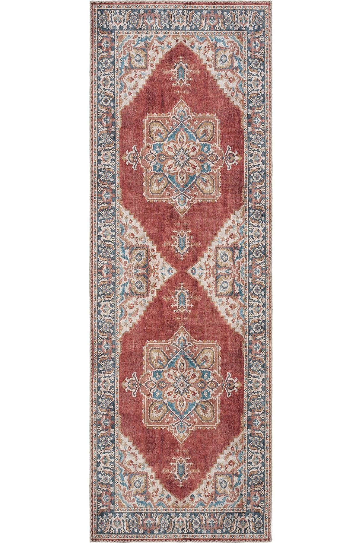 Beige Ethnic Patterned Authentic Woven Chenille Carpet Washable Antique Vintage Centered Living Room Carpet