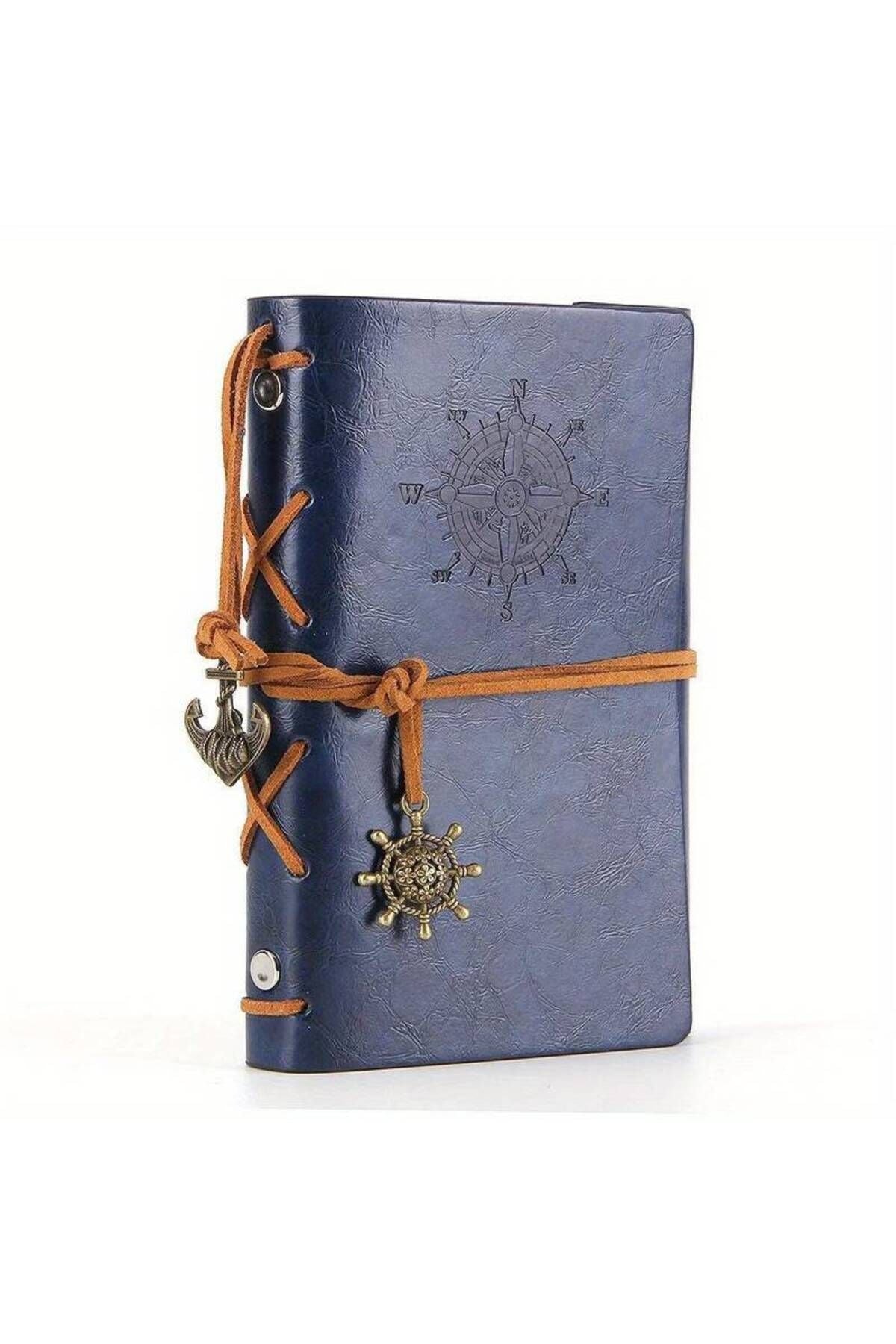 Blue Leather Cover Vintage Sailor Themed Diary Keepsake Travel Journal Antique Retro Gift