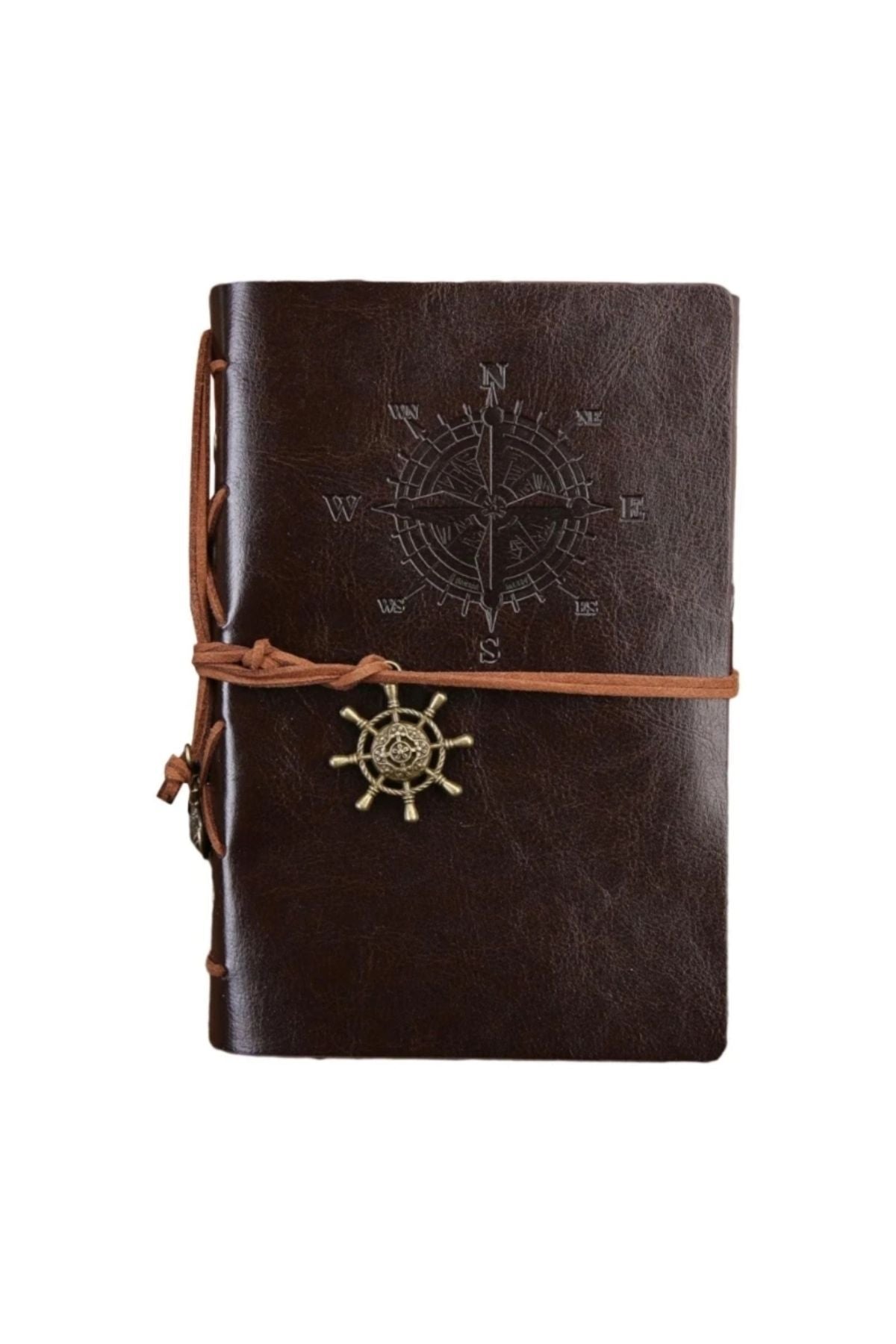 Brown Vintage Sailor Themed Daily Memory Souvenir Travel Agenda Notebook with Leather Cover Antique Retro Gift