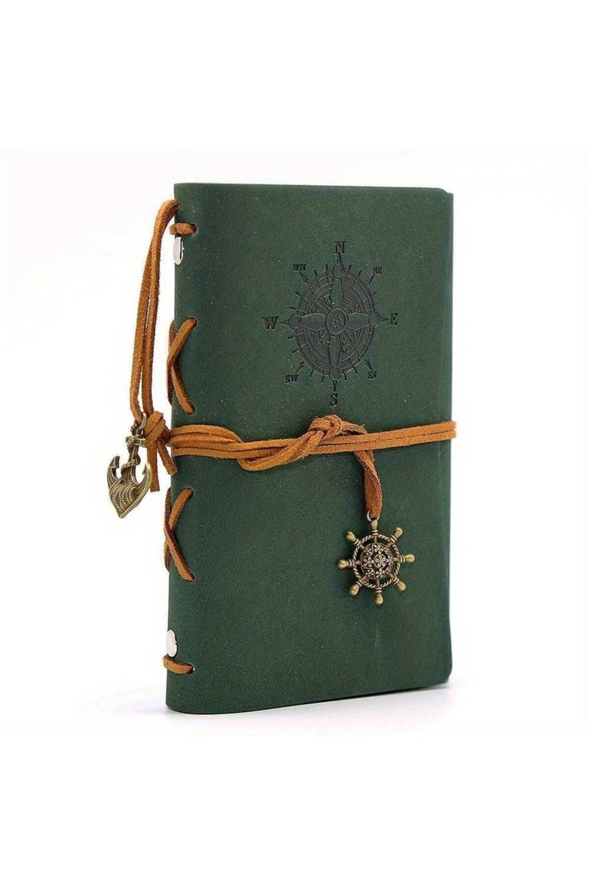 Green Leather Cover Vintage Sailor Themed Diary Keepsake Travel Journal Antique Retro Gift