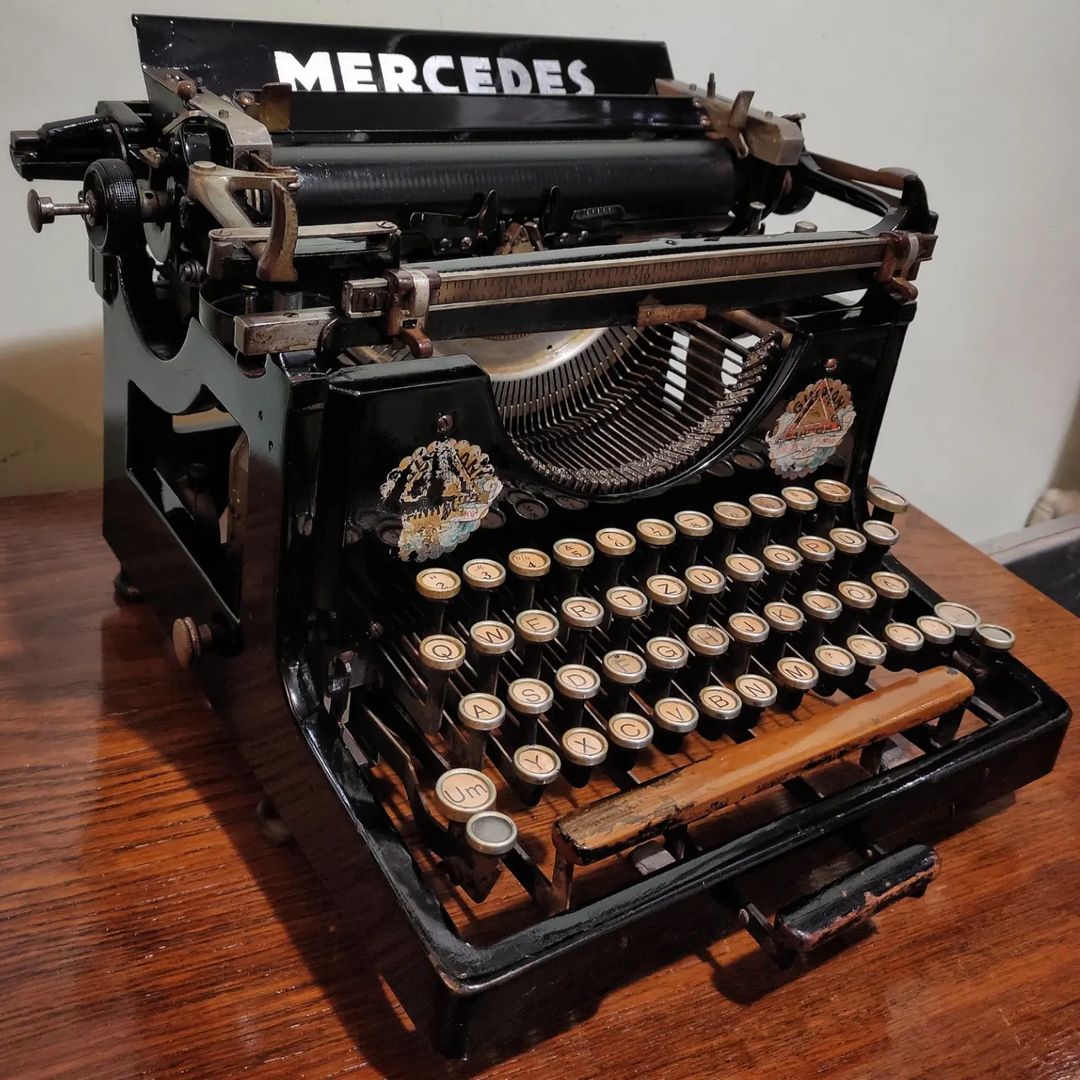 1910's Germany  Mercedes brand 3 model office typewriter, Glass Key Rare Collectible Typewriter