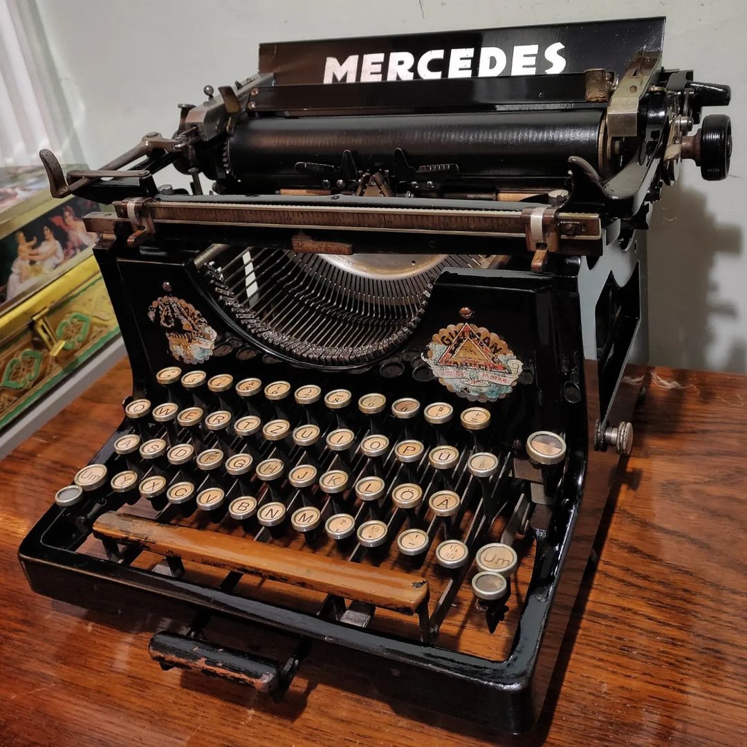 1910's Germany  Mercedes brand 3 model office typewriter, Glass Key Rare Collectible Typewriter