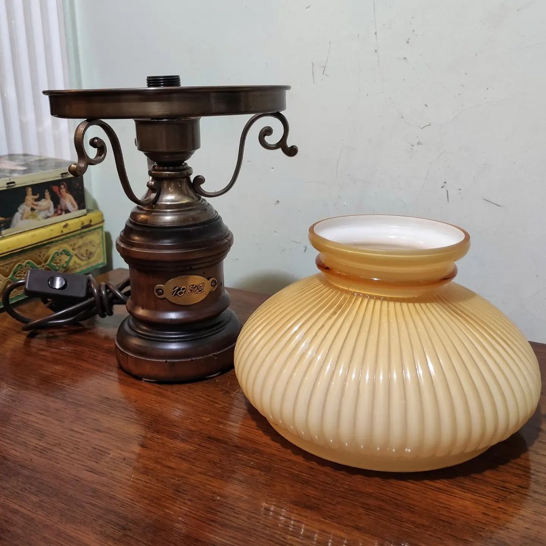 1960/70's France  Country style lampshade in the form of kerosene lamp