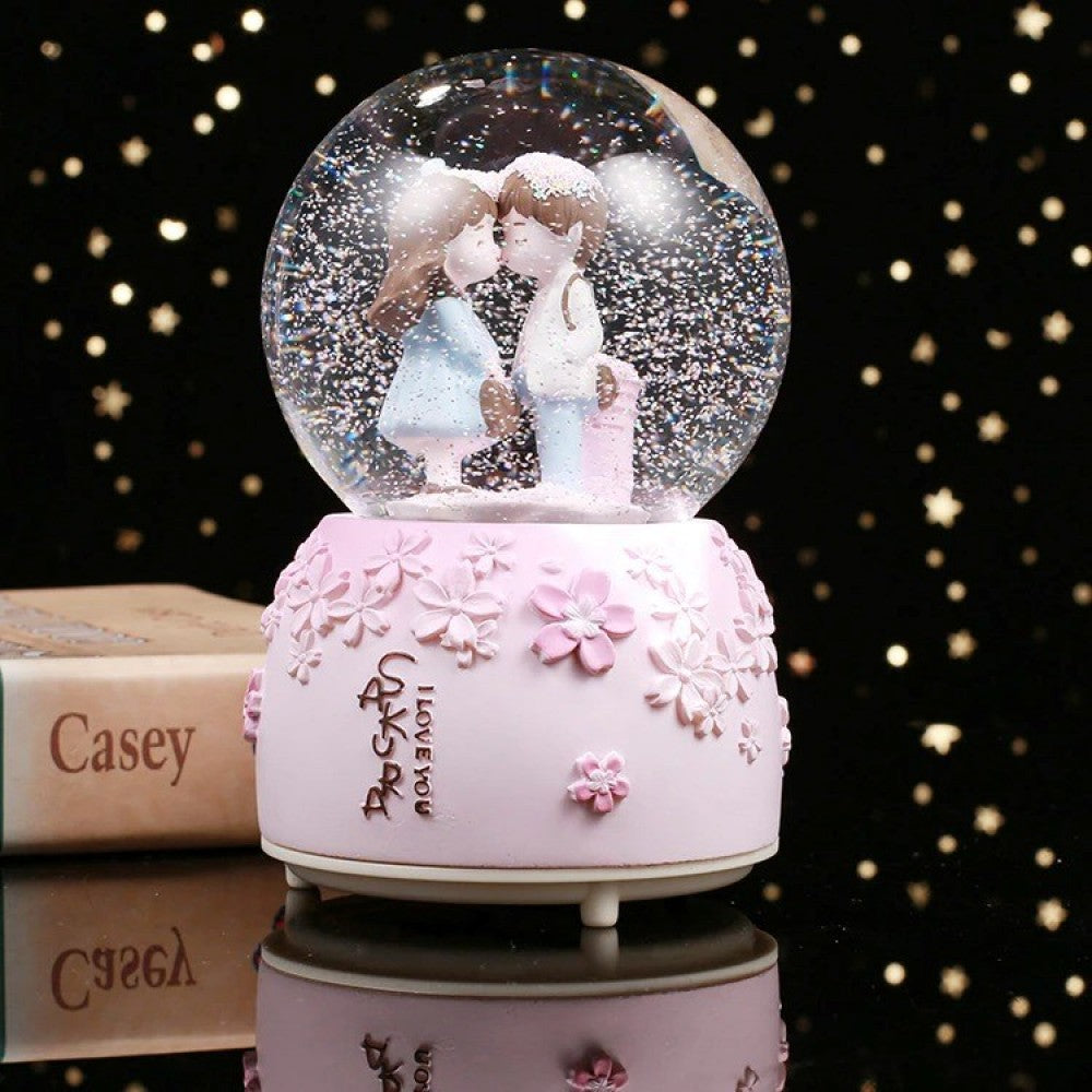 Cute Couple In Love With Light Musical Spray Big Size Snow Globe&nbsp;