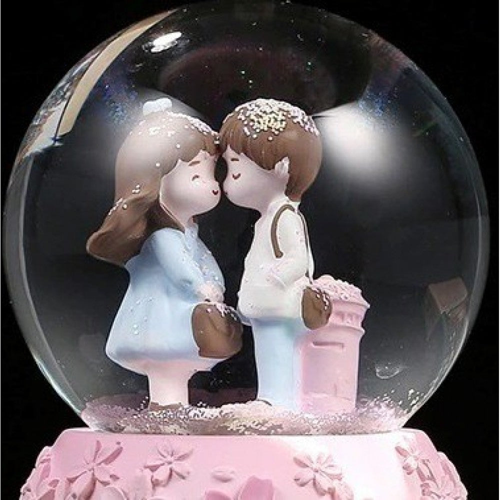 Cute Couple In Love With Light Musical Spray Big Size Snow Globe&nbsp;