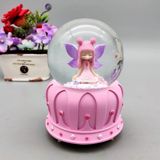 Cute Girl Making Wish Lights Musical Spray Big Size Snow Globe