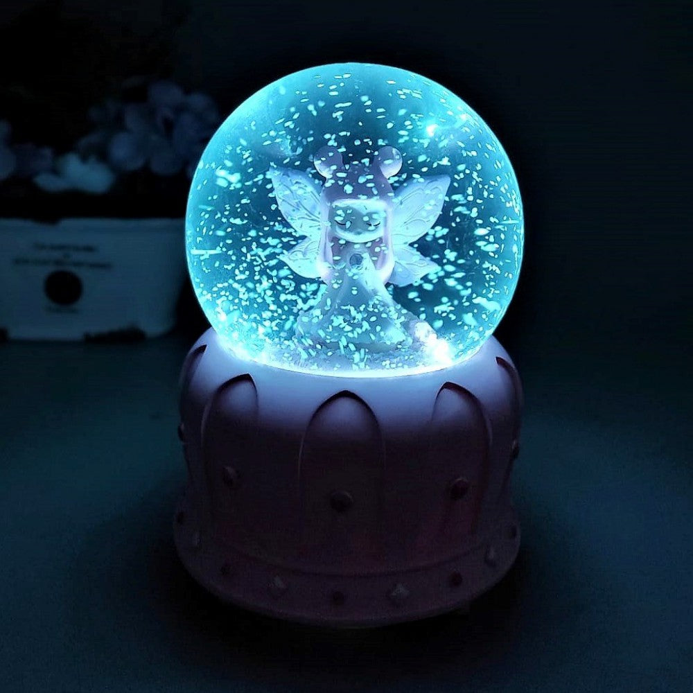 Cute Girl Making Wish Lights Musical Spray Big Size Snow Globe