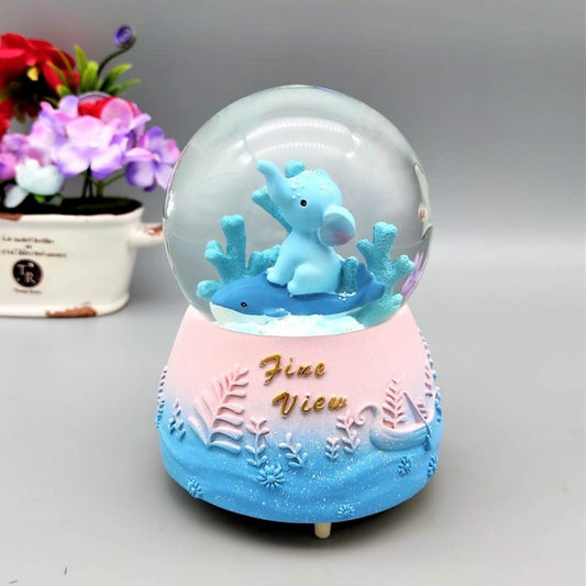 Cute Elephant Lighted Musical Spray Big Size Snow Globe