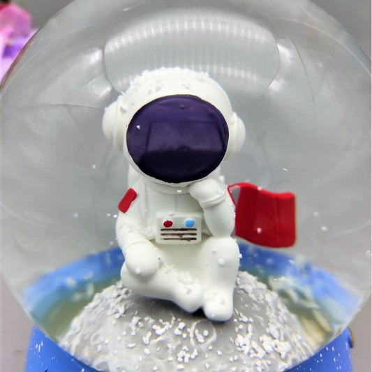 Sitting Astronaut Themed Lighted Musical Spray Oversized Snow Globe