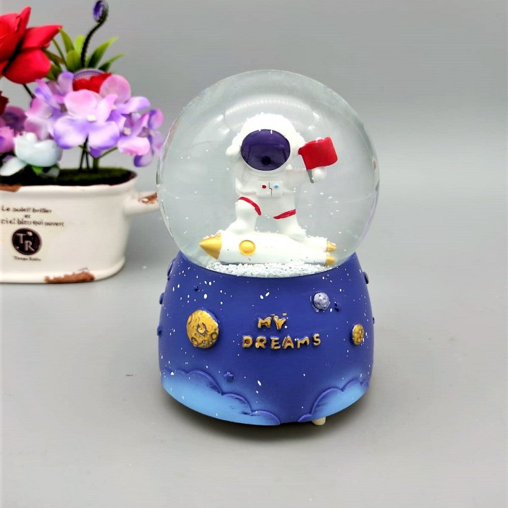 Standing Astronaut Lighted Musical Spray Big Size Snow Globe