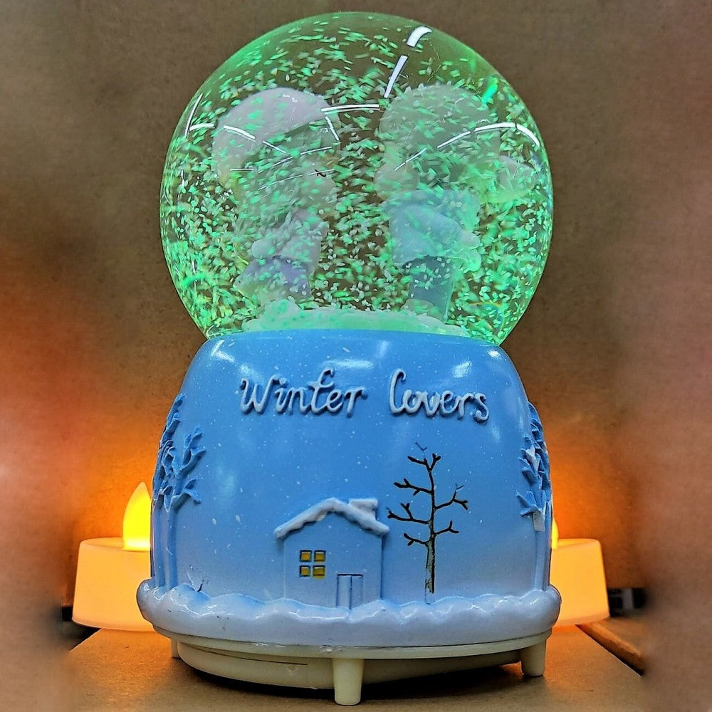 Winter Lover Romantic Couple Lighted Musical Spray Big Size Snow Globe