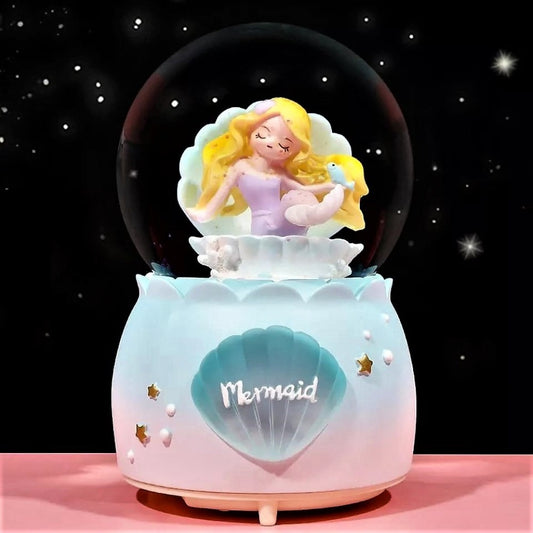 Cute Mermaid Lighted Musical Spray Big Size Snow Globe