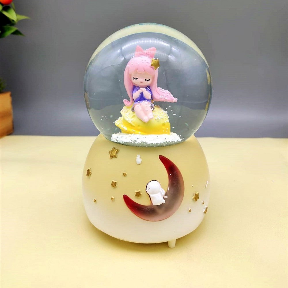 Dreaming Beautiful Girl Lighting Musical Spray Big Size Snow Globe