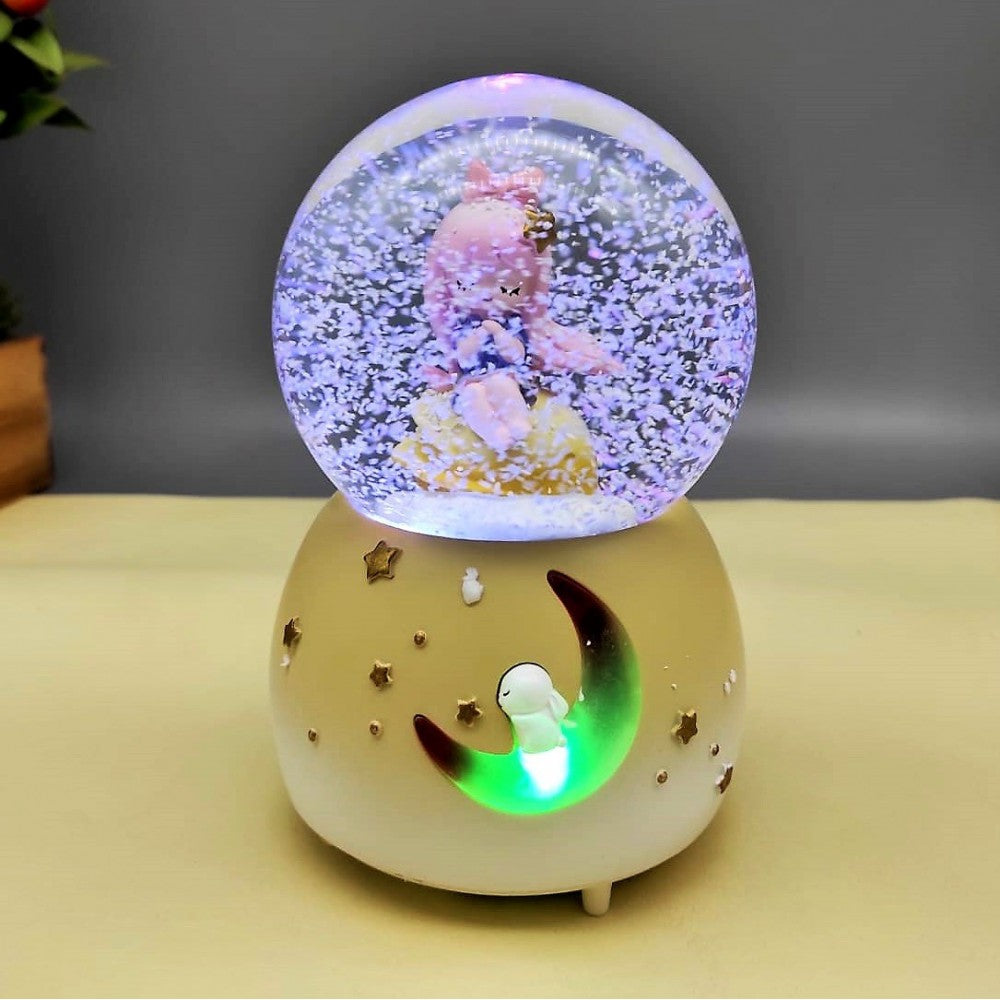 Dreaming Beautiful Girl Lighting Musical Spray Big Size Snow Globe