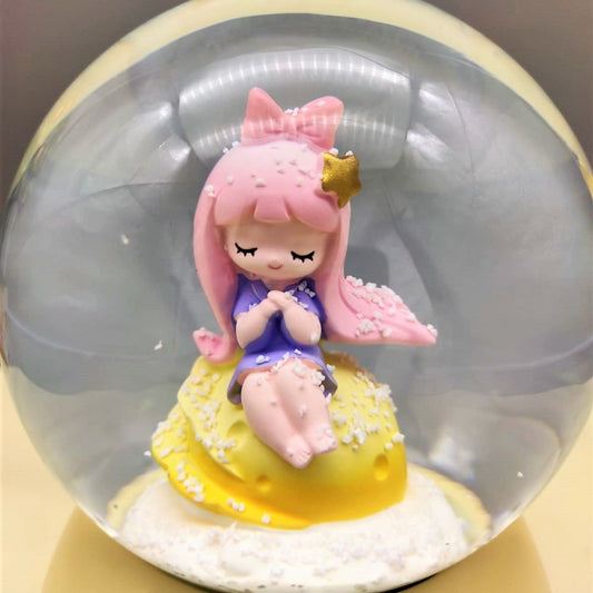 Dreaming Beautiful Girl Lighting Musical Spray Big Size Snow Globe