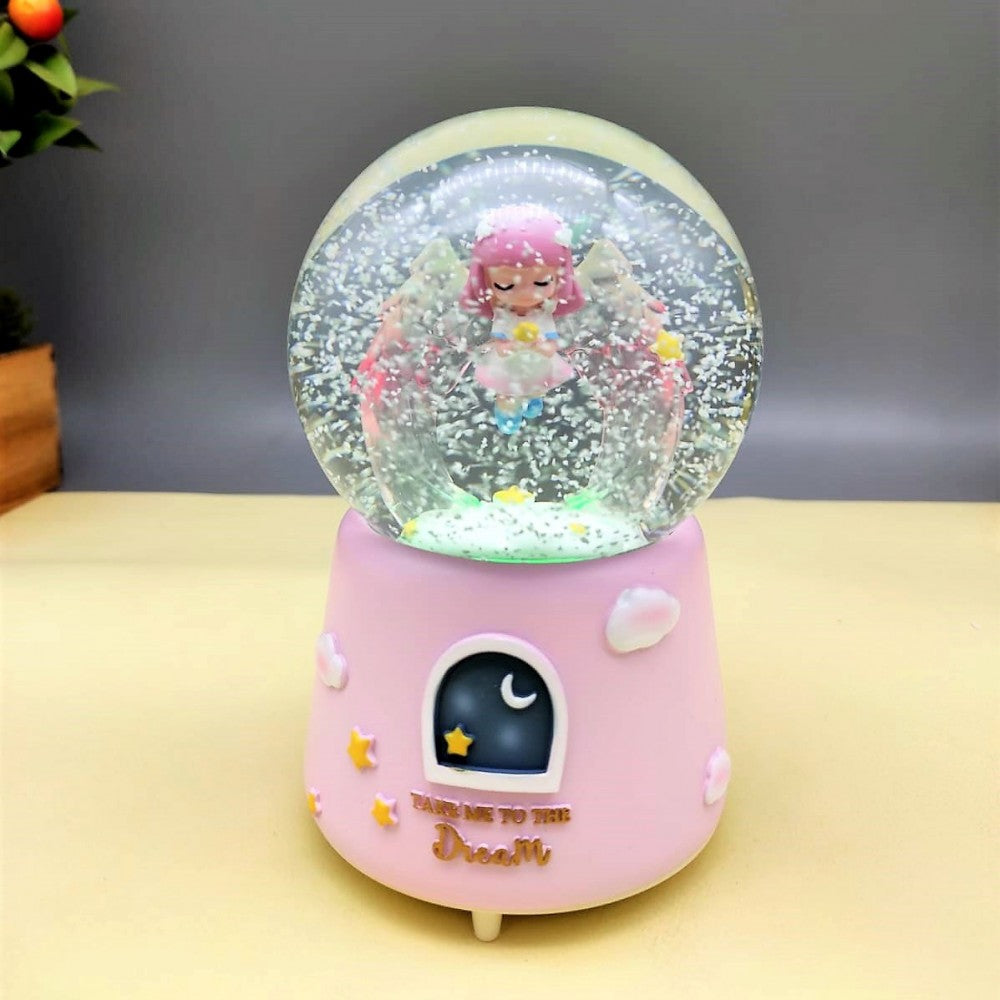 Take Me to a Pink Dream Large Sized Snow Globe with Lighting Musical Spray