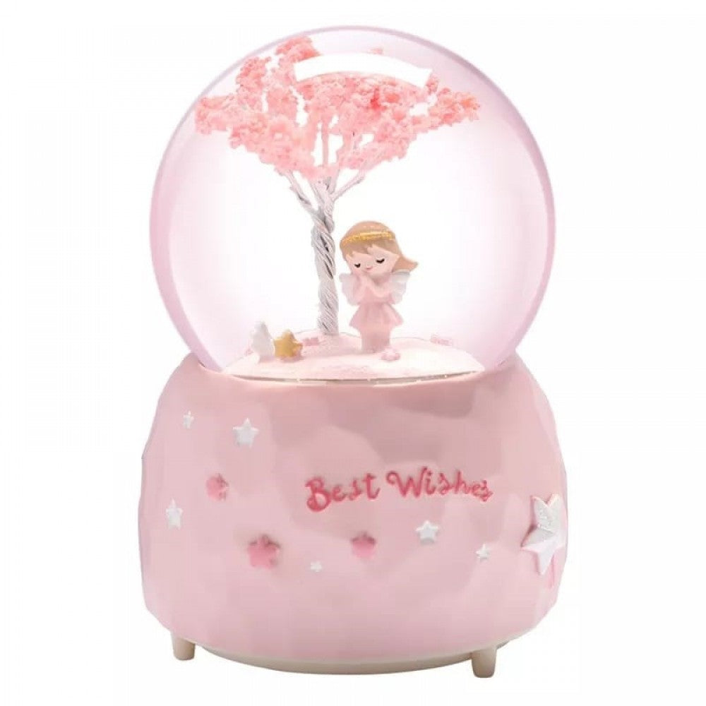 Girl Dreaming Under Tree Large Sized Snow Globe with Lights Musical Spray