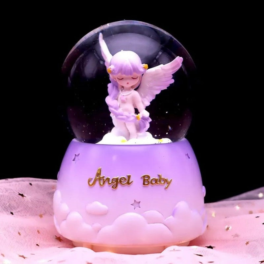 Angel Baby Lighted Musical and Spray Snow Globe