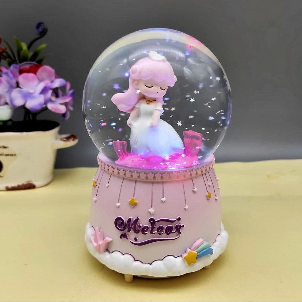 Cute Girl Dreaming Big Size Snow Globe With Lights Music And Spray