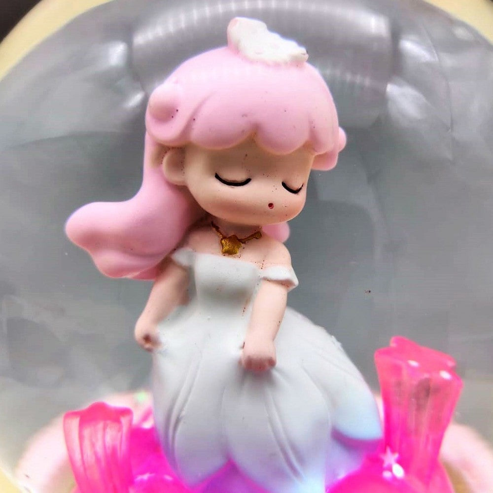 Cute Girl Dreaming Big Size Snow Globe With Lights Music And Spray