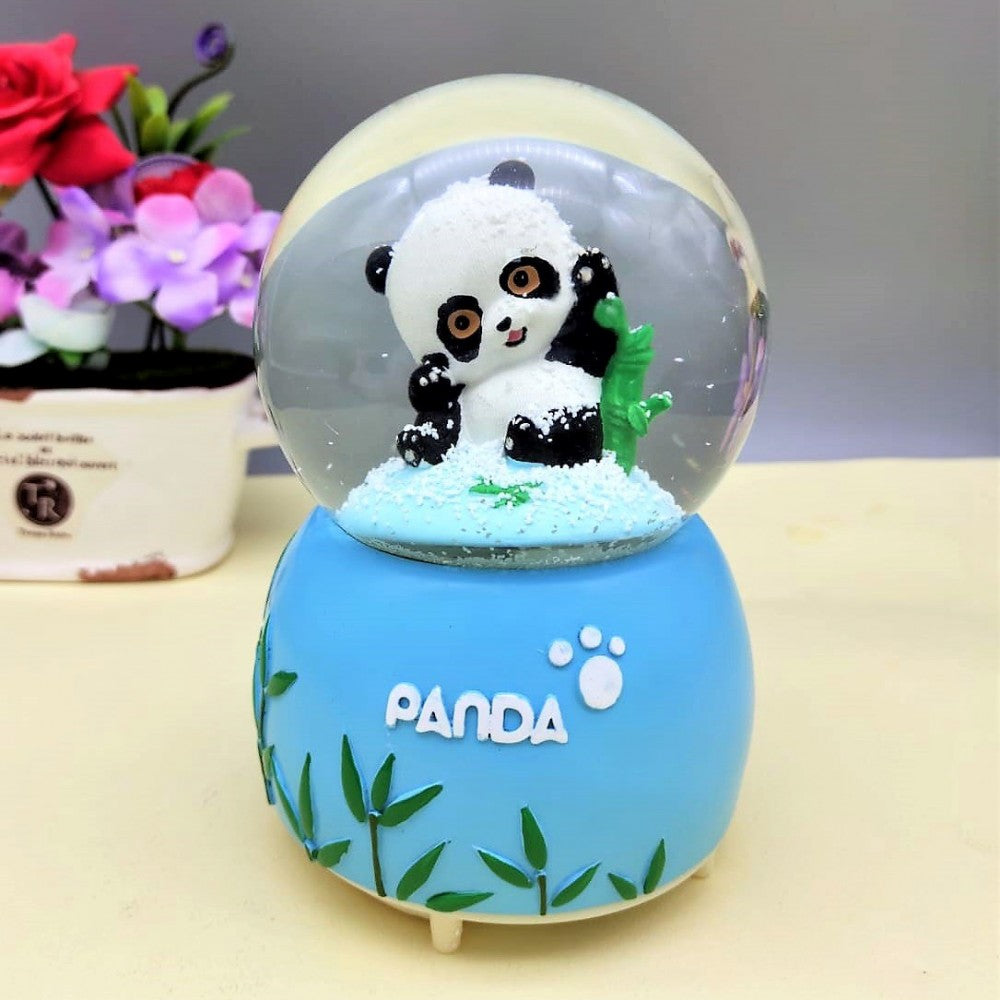 Cute Panda Large Size Snow Globe With Lights Music And Spray
