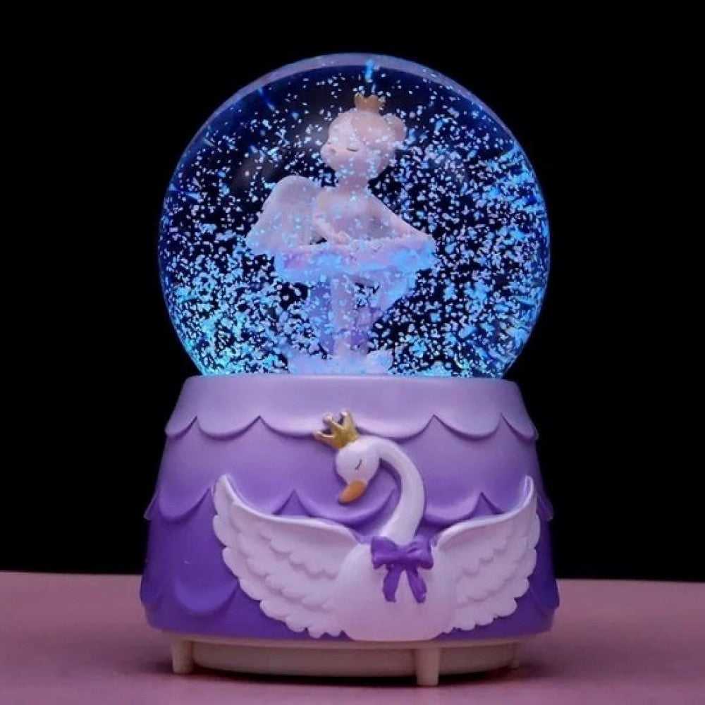 Cute Ballerina Girl Light Musical Spray Big Size Snow Globe