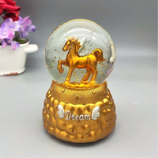 Horse Themed Lighted Musical Snow Globe