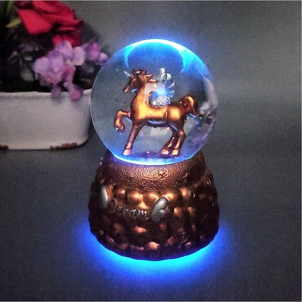 Horse Themed Lighted Musical Snow Globe