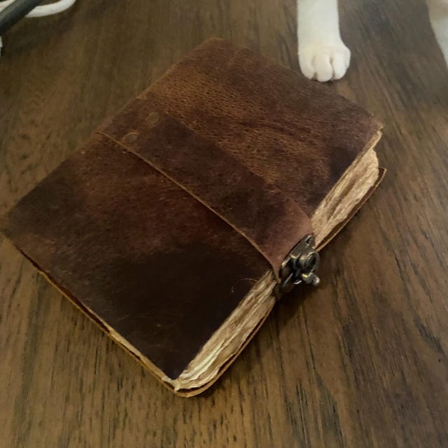 Vintage leather Journal - Blank Spell Book of Shadows, Grimoire Journal, Travel Writing Notebook, Antique Deckle Edge Paper Lock Closure