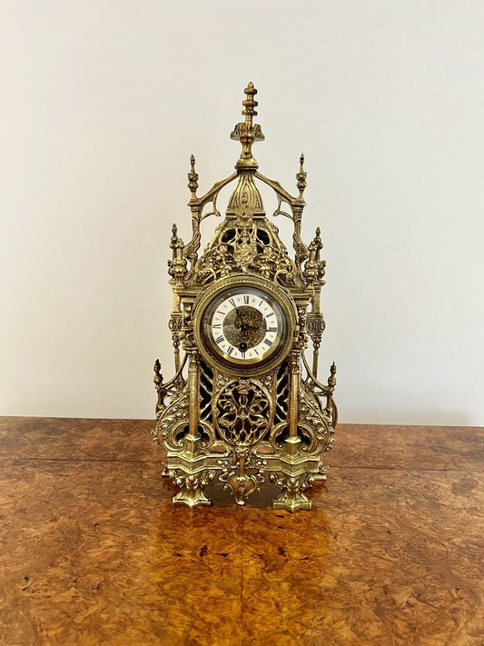 Wonderful antique Victorian quality ornate brass mantle clock