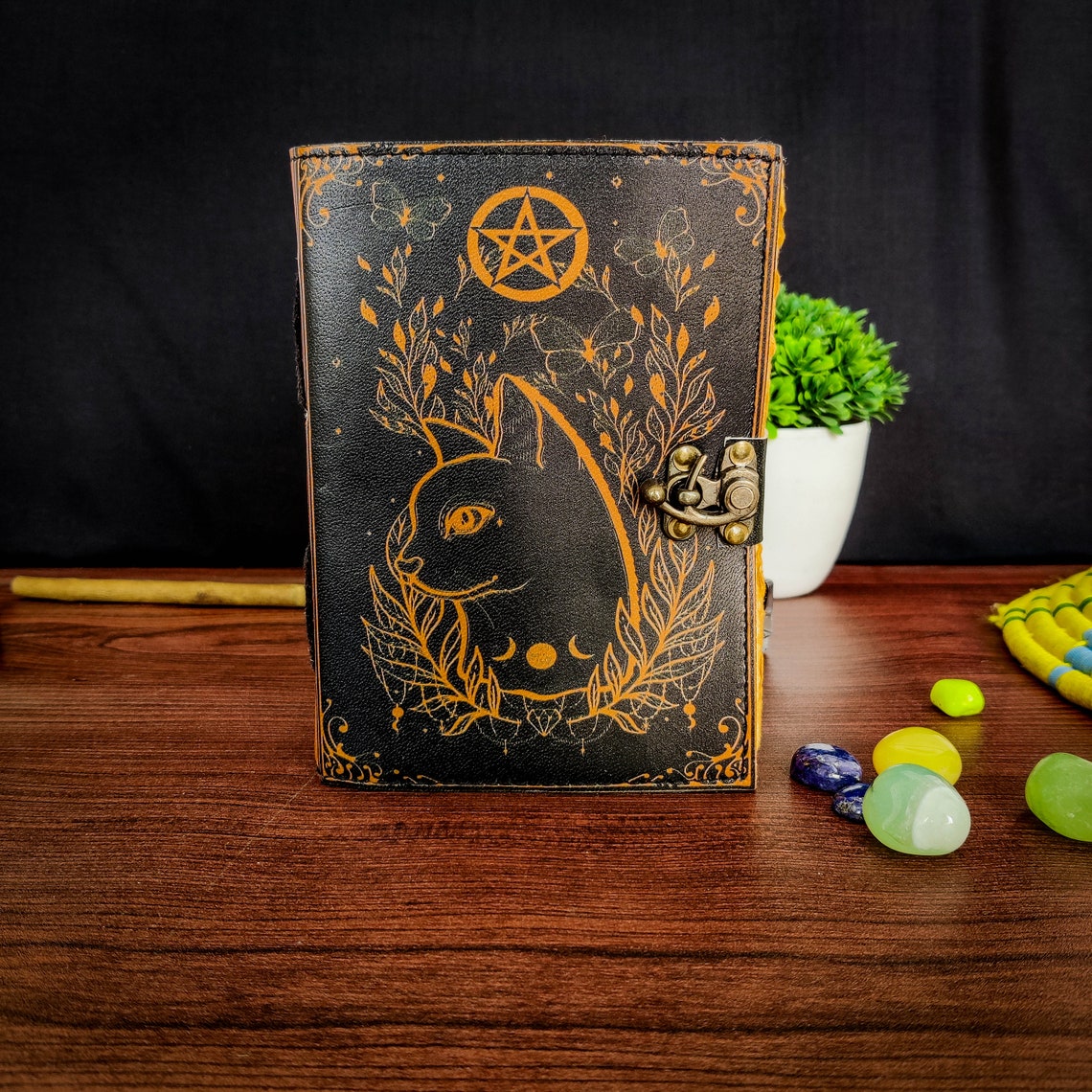 Celtic cat leather journal Blank spell book of shadows Gift for Him her sketchbook grimoire journal notebook Gifts for Him Her