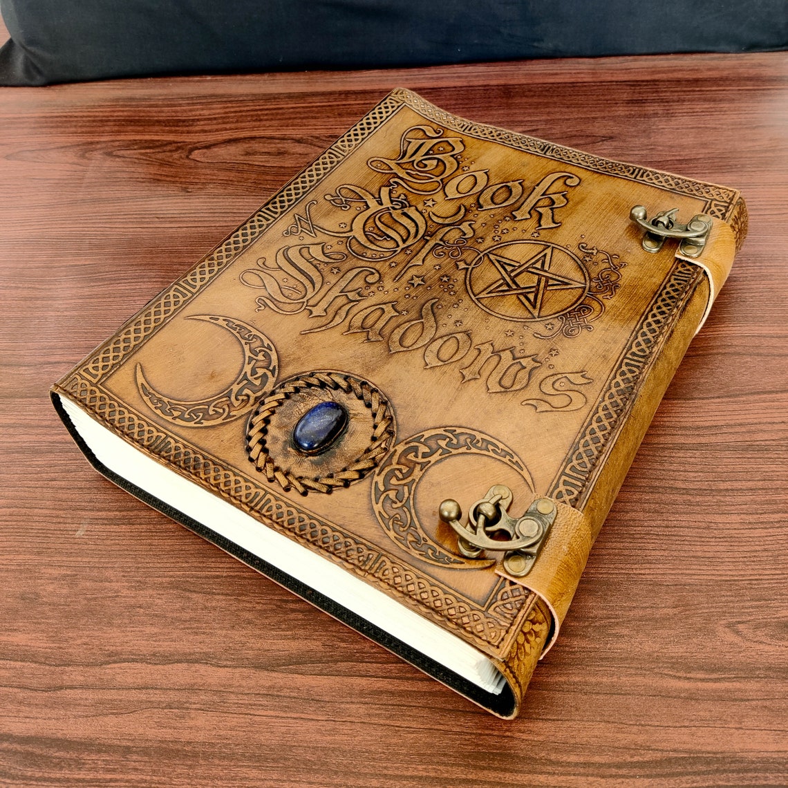 Book of Shadows Large Vintage Leather Journal Grimoire Junk Journal Leather NoteBook SketchBook with Handmade Paper Gifts for Him Her