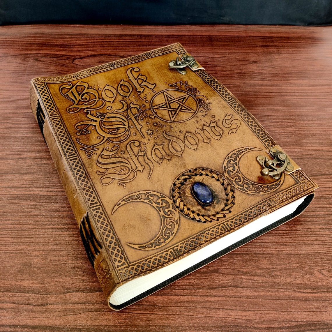 Book of Shadows Large Vintage Leather Journal Grimoire Junk Journal Leather NoteBook SketchBook with Handmade Paper Gifts for Him Her