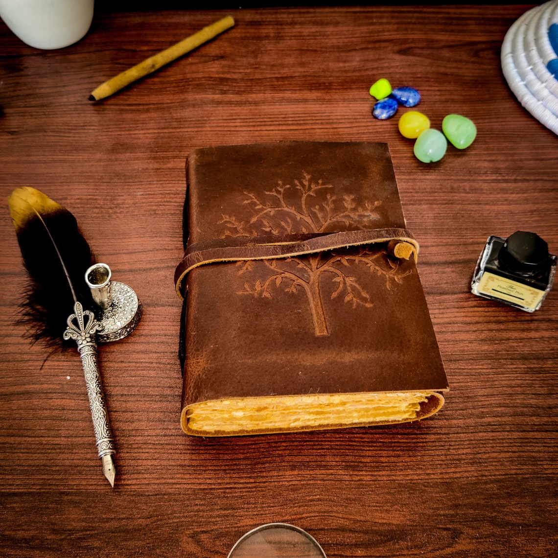 Tree of Life Vintage Leather Journal Witchcraft Journal Wiccan Pagan Handmade Vintage Gifts for him her Grimoire Spiral Gothic Notebook