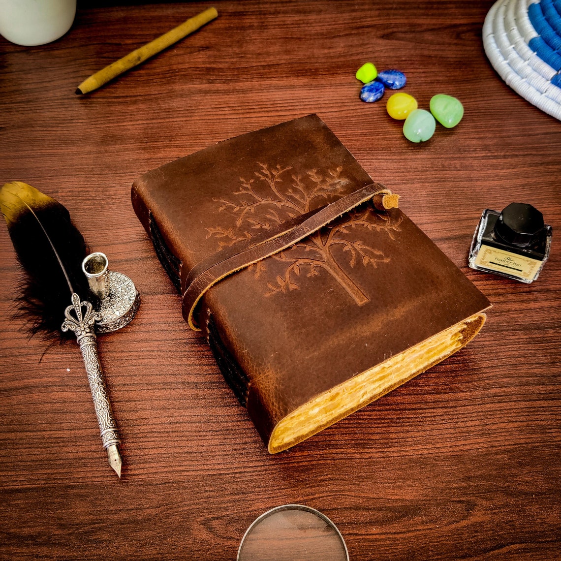 Tree of Life Vintage Leather Journal Witchcraft Journal Wiccan Pagan Handmade Vintage Gifts for him her Grimoire Spiral Gothic Notebook