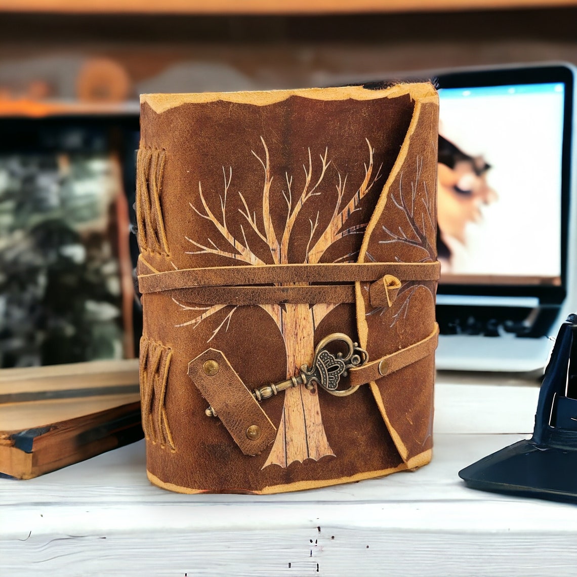 Leather journal handmade vintage tree of life book of shadow grimoire fantasy birthday gift for women & men antique spell book