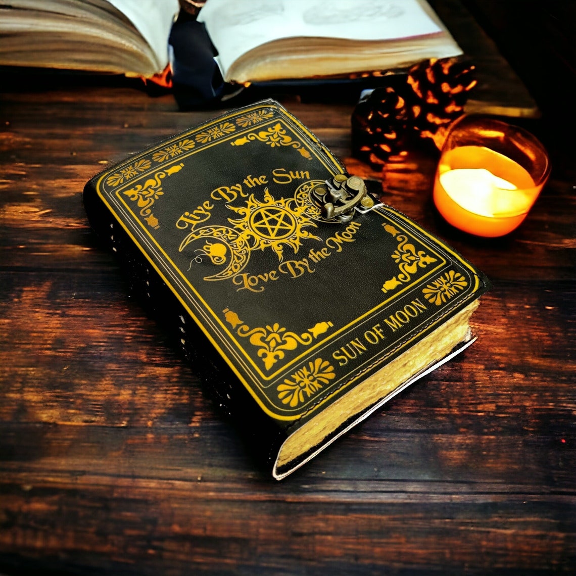 Grimoire Triple moon Goddess vintage leather journal Antique Handmade Deckle Edge Paper Book of Shadows, Sketchbook -gift for men and women