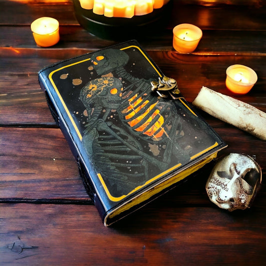 Book of Spells Grimoire Printed Journal The Lovers Tarot Notebook Spiral Gothic Notebook Skull lover Antique Journals gifts for men or women