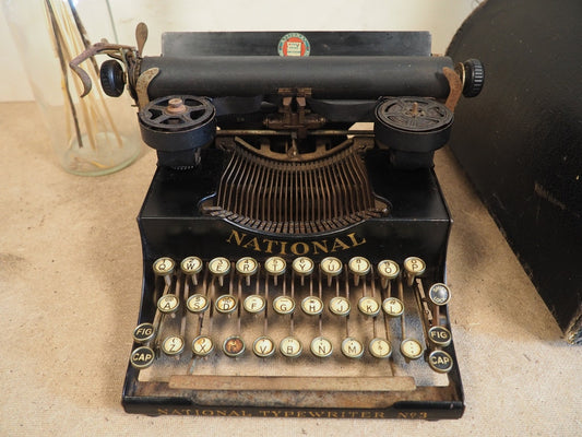 Typewriter National 3 (1918) rare portable typewriter antique original writing machine vintage machine