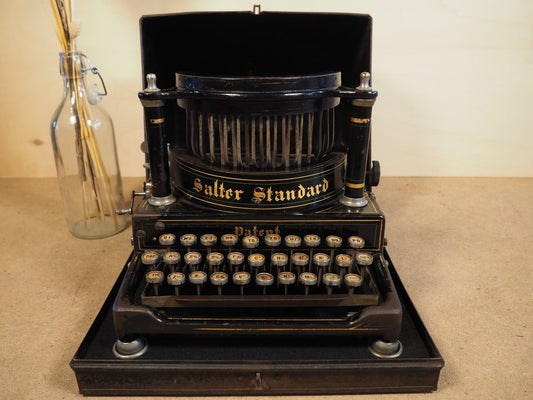 Typewriter SALTER 6 (1900) rare (low s#) antique vintage typewriter writing machine with base and case original writing machine